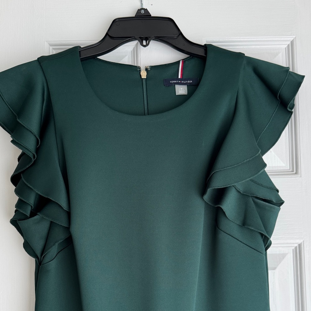 Tommy Hilfiger Emerald Green Ruffle Sleeve Midi Dress - Picture 5 of 5